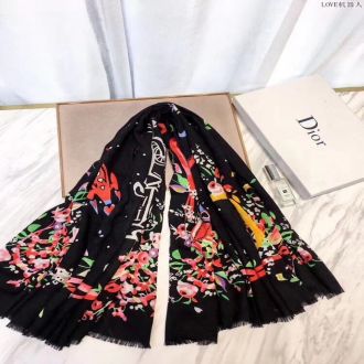 Christian Dior Black Square Cashmere Scarves Shawl Colorful Print Luxurious 2017 New Women Canada Sale 