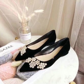 Designer Dior Replica Soul Ballet Pump In Black/ Red Velvet Swarovski Crystals Shoes For Women Lowest Price KCB405VEV_S900