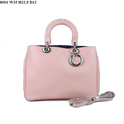  Dior "Diorissimo" Sweet Style Pink Small Nappa Leather Fake Totes Bag Silver Hardware Purple Lining 