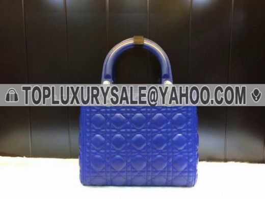Fake High End Dior Lady Leather Cannage Tote Bag C D Logo Round Zip Puller Blue 