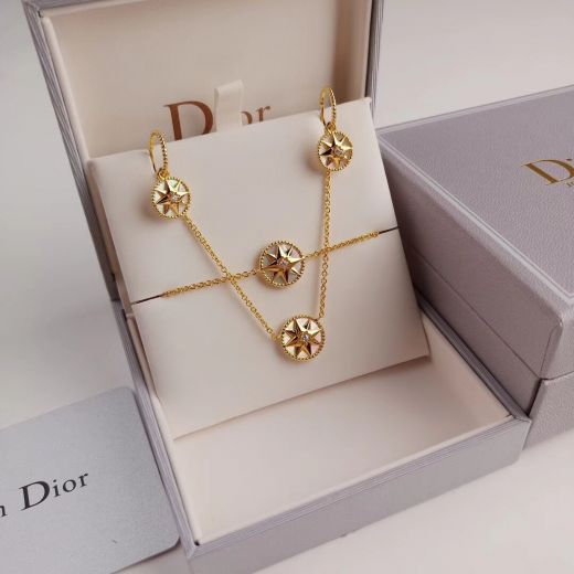 Replica Hot Selling Christian Dior Rose Des Vents White MOP Star Pendant Women Reversible Jewellery Set Earring/Necklace/Bracelet
