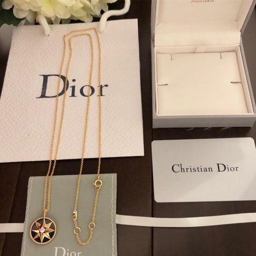 2021 Best Site Christian Dior Rose Des Vents 8-point Star Lapis Lazuli Pendant Yellow Gold Long Necklace 