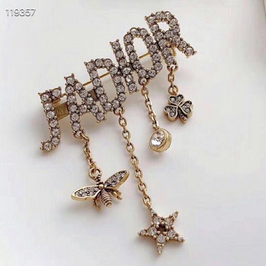 Replica Christian Dior J'ADIOR Bee Star Clover Pendants Women Luxury Paved Diamonds Brooch Classic Brass Jewellery 