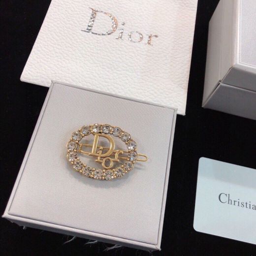 Spring High End Christian Dior White Crystals Edging Classic Brass Logo Detail  Women Fashion Oval Brooch Price UK
