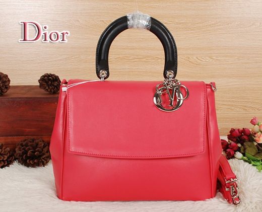 Dior "Be Dior" Limited Edition Black Top Handle Silver Hardware Best Red Flap Crossbody Bag 