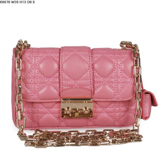 Limited Edition Pink Lambskin Leather Miss Dior Cannage Quilted Flap Shoulder Bag With Small Bag 