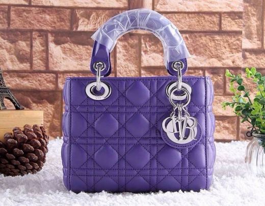 Hot Selling Silver Pendant Dior Lady Top Handle Purple Leather Cannage Lambskin Totes Bag Mini 