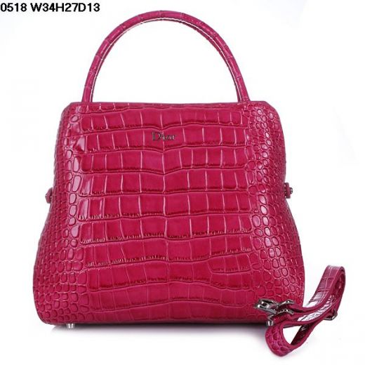 Best Top Handle Womens Dior A-shape Peach Crocodile Leather Crossbody Bag Protective Base Buttons 