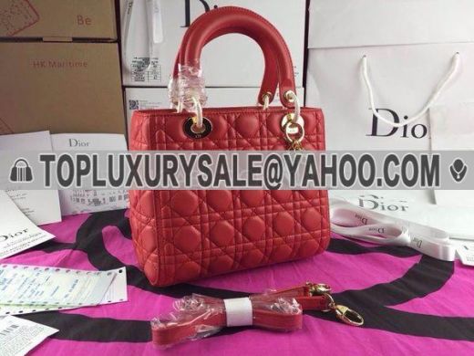 Designer Lady Dior M0535ONMJ M40R Adjustable Shoulder Strap Red Soft Leather Cannage Default Tote Top Handle 
