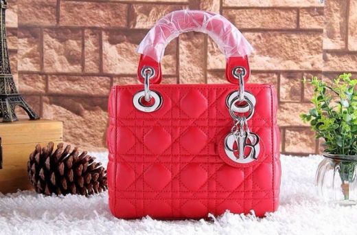 Dior Lady High End Top Handle Scarlet Lambskin Cannage Quilted Tote Bag Flap Closure Replica 