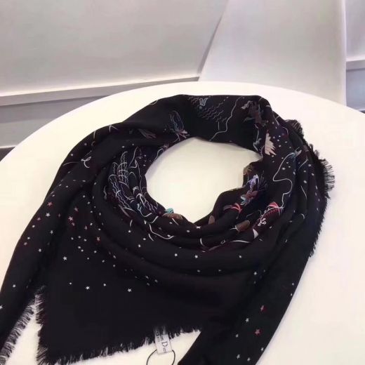 Dior Square Black Cashmere Scarves Color Print Tassels Wraps Noble Newest Design Women Malaysia Price