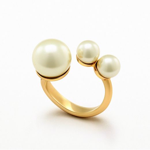 Christian Dior Three White Pearls Gold UltraDior Phalanx Ring Jewellery USA Sale