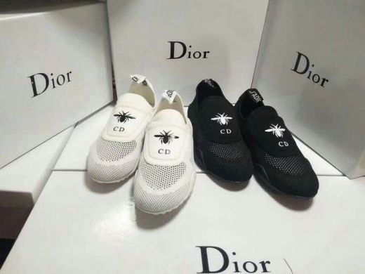  Cruise 2018 Dior D-Fence Trainer In Whit/Black Technical Knit CD Logo Bee Embroidery Flat Shoes Best Price Unisex KCK184TLK_S05W/KCK184TLK_S11X