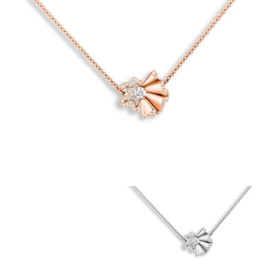 Archi Dior Cocotte Necklace Replica 18K White/Pink Gold & Diamonds JCOU95002 0000